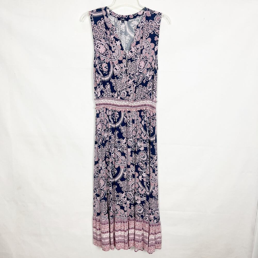 Angels Womens Maxi Dress Small Floral Smocked Stretch Cottagecore Party Event